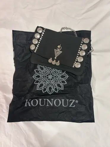 *Never used* Handmade leather crossbody bag from Morocco Black