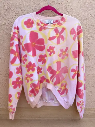 Collina Strada floral-print round hem crewneck sweatshirt size XS extra small