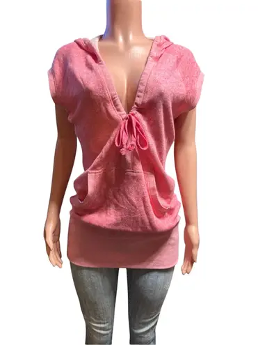 Pulp short sleeve hooded pink tee top M Size M