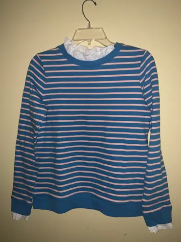 Boden USA Boden Striped Top Long Sleeve Blue And Pink