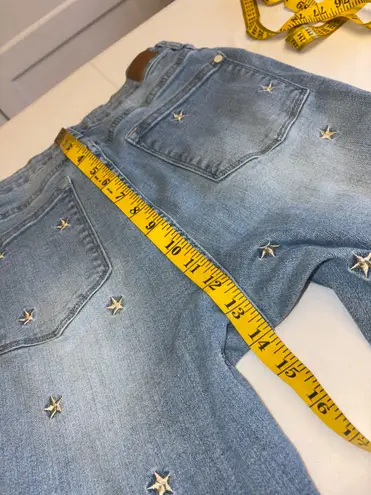 Judy Blue jeans skinny fit embroidered stars distressed hem @ankle Size 29
