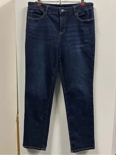 Liz Claiborne  Denim Girlfriend Straight Leg Mid Rise Dark Wash Blue Jeans Sz 10