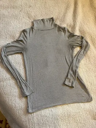 American Eagle Soft Ribbed Striped Mock Turtleneck