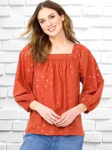 LC Lauren Conrad Lauren Conrad LC Women’s Small Squareneck Peasant Puff Sleeve Copper Top • BNWT