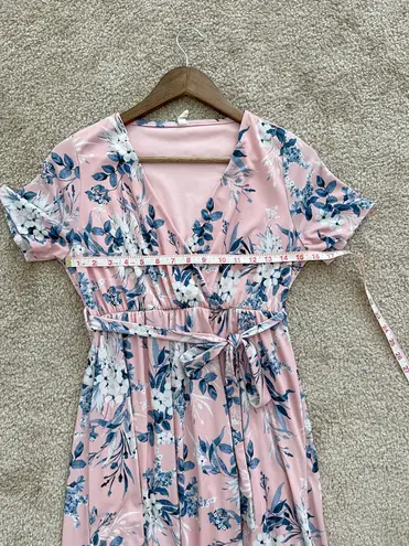 Pinkblush Maternity Pink and Blue Floral High Low Wrap Dress