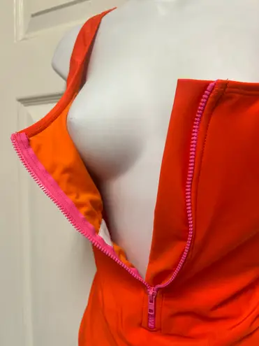 Ymi Orange Front Zip One Piece Swimsuit