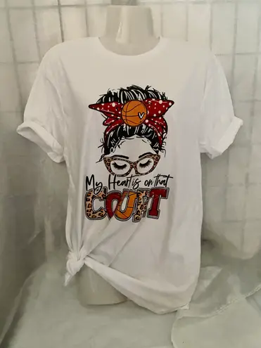My Heart Is On The Court Tee White Size XL