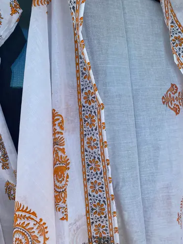 Indian Designer Kurta Palazzo Dupatta Set Women Salwar Kameez Ready To Wear Suit Gold Size XL