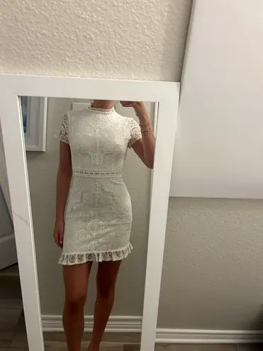 Showpo White Lace Mini Dress 