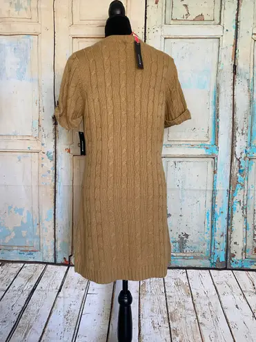 I Heart Ronson Women’s Short Sleeve Crew Neck Knit Polo Sweater Camel Dress Sz L