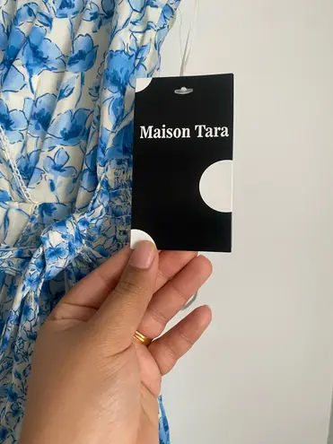 Maison Tara Sleeveless Mixed Bluebell Print Wrap Maxi Dress New Multiple Size 14