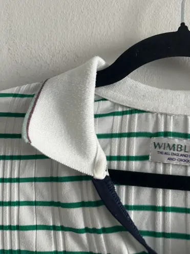 Wimbledon Tennis Striped Collared Tank XL Green White