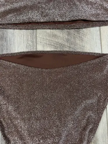 SKIMS Brown Metallic Bikini Set