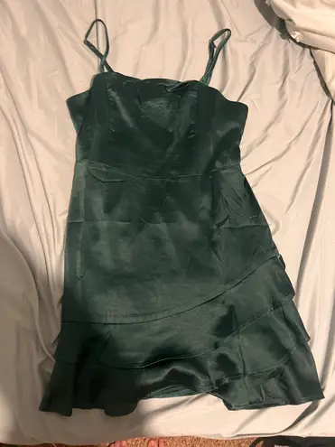 Lulus Green Satin Mini Dress