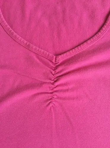 Ny&co Y2K Center Ruched Cinched Pink V-neck Top - Sz Medium