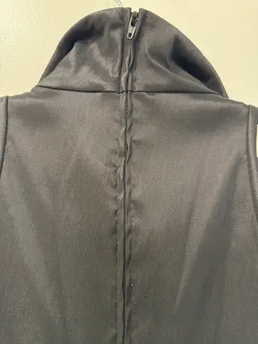 Tadashi Vintage 1990s Black Satin Ruched Tuxedo Collared Style Midi Dress Size 4