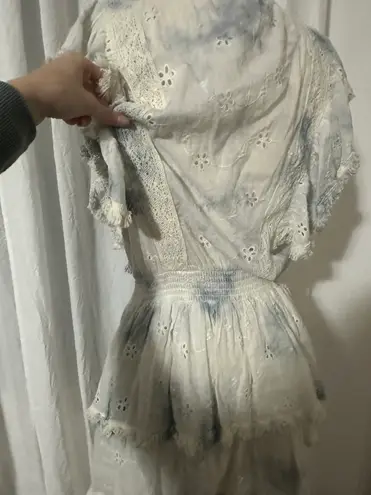 Surf Gypsy Ruffle Mini Eyelet Tie Dye Dress