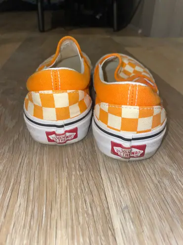 Vans Orange and White Checkered Slip On