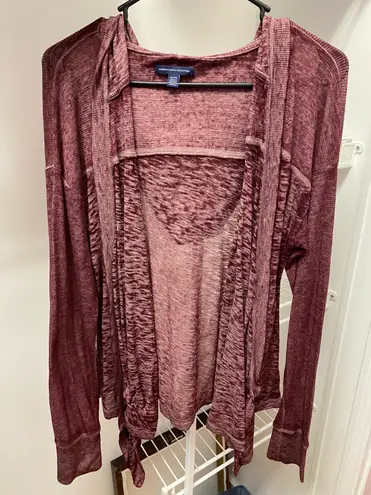 American Eagle Outfitters Purple Hooded Cardigan Sweater