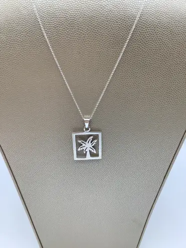 Sterling Silver 925 Palm Tree Pendant Necklace/20”NEW Chain