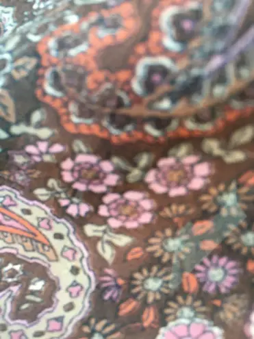 Vintage 70s 80s Dimension V Sheer Brown Pink Paisley Knee Length Skirt Midi S