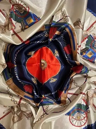 Vintage Regal Carriage&Horse EQUESTRIAN oversized square Silk Scarf 35/35