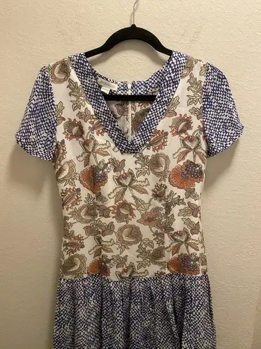 Monsoon Ragdoll Style Contrast Print Short Sleeve Tunic Dress Size 6