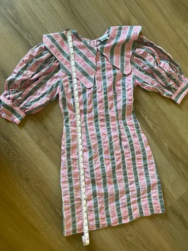 Ganni | Floral Striped Seersucker Dress | 32