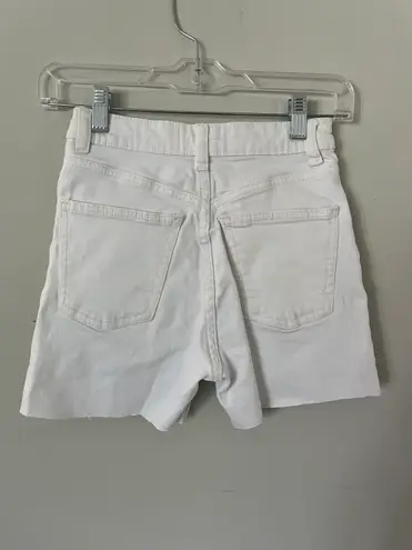 ZARA High Rise White Denim Jean Shorts