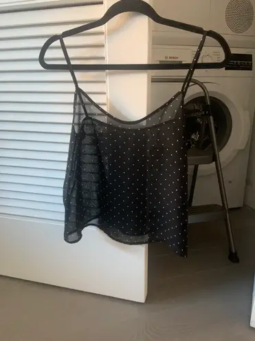 American Apparel Black Sheer Polka Dot Tank