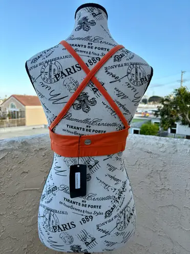 Gigo Active Brazil halter sports bra in orange white and yellow size S small NWT