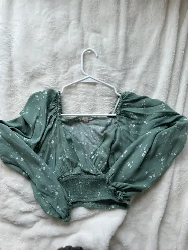 LA Hearts Green Blouse