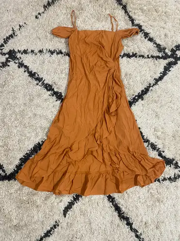 Maje Portefeuille Ruffle Detail Midi Dress