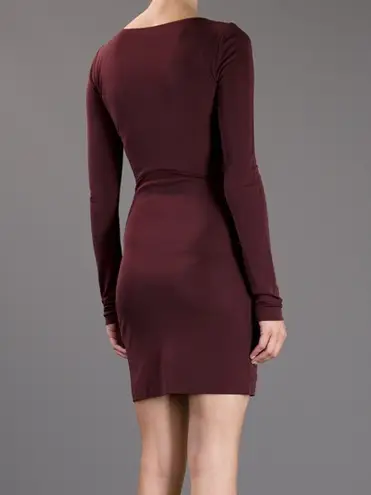 Alexander Wang T by women’s burgundy mesh inset fitted knit dress size small S