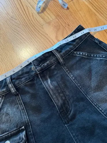 Cider Black Faded Baggy Cargo Shorts -