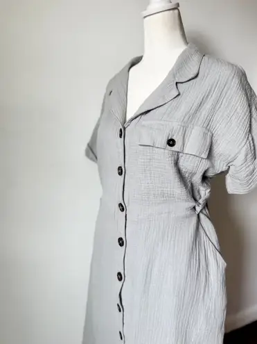 Leia & Co Cotton Tie Button Down Midi Dress