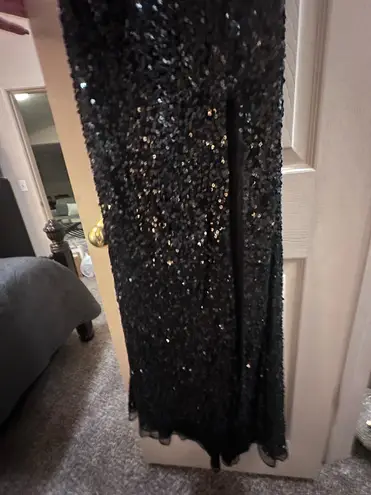 Primavera Couture Black Sequin Prom Dress