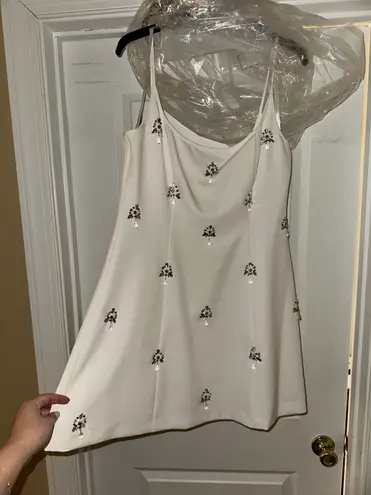 Gianni Bini Mika Crepe Square Neck Sleeveless Jewel A-Line Dress