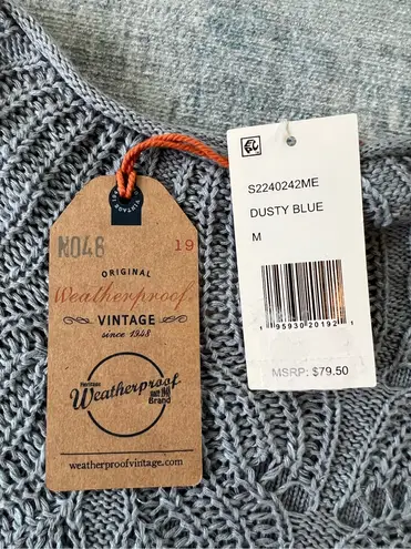 Weatherproof Vintage NWT Slub Pointelle Knit Mock Neck Sweater Dusty Blue Medium