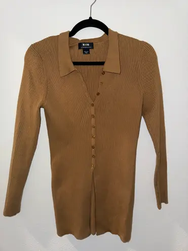 Maeve Anthropologie Ribbed Collared Cardigan Camel