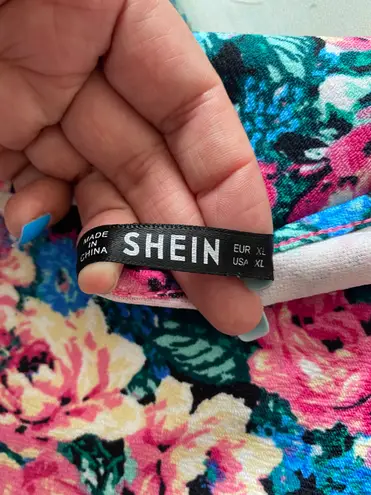 SheIn One Shoulder Puff Sleeve Floral Top Blouse Sz XL - Image 10