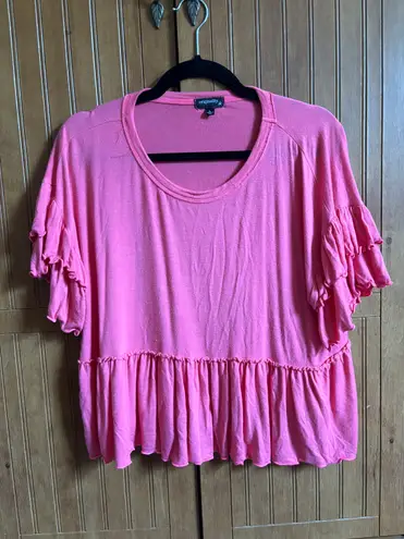 Hot Pink Ruffle Crop Top Shirt Size L