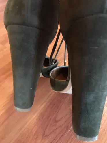 Shoe Republic LA Army Green Suede Pumps