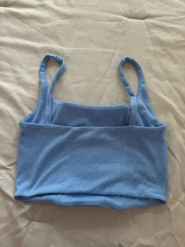 Love Tree Blue Ribbed Crop Top