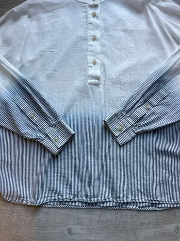 Elizabeth and James Striped Ombré Button Front Oversized Shirt Blouse Size XS