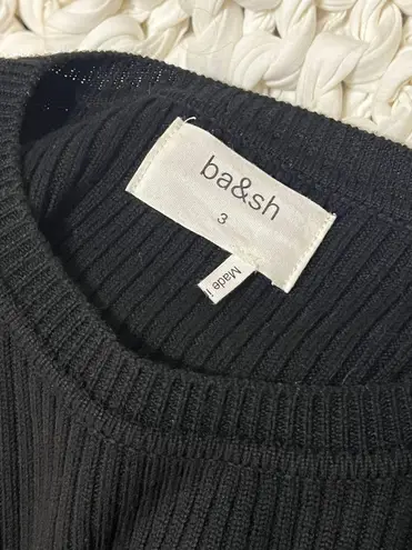 Ba&sh Black Ribbed Sweater With Sleeve Detail