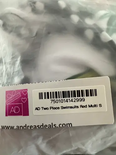 Andrea’s Deals NWT AD Floral Pattern 2 Piece Swimsuits Red Multi