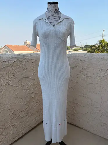 STAUD Cecily open-back cable-knit cotton-blend maxi dress size S small