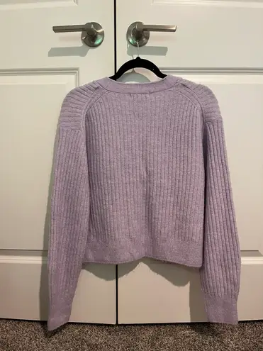 H&M Purple Knit V-Neck Cardigan With Buttons