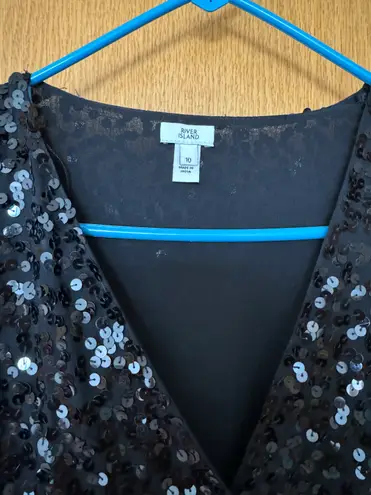 River Island Sequin Black Bodysuit